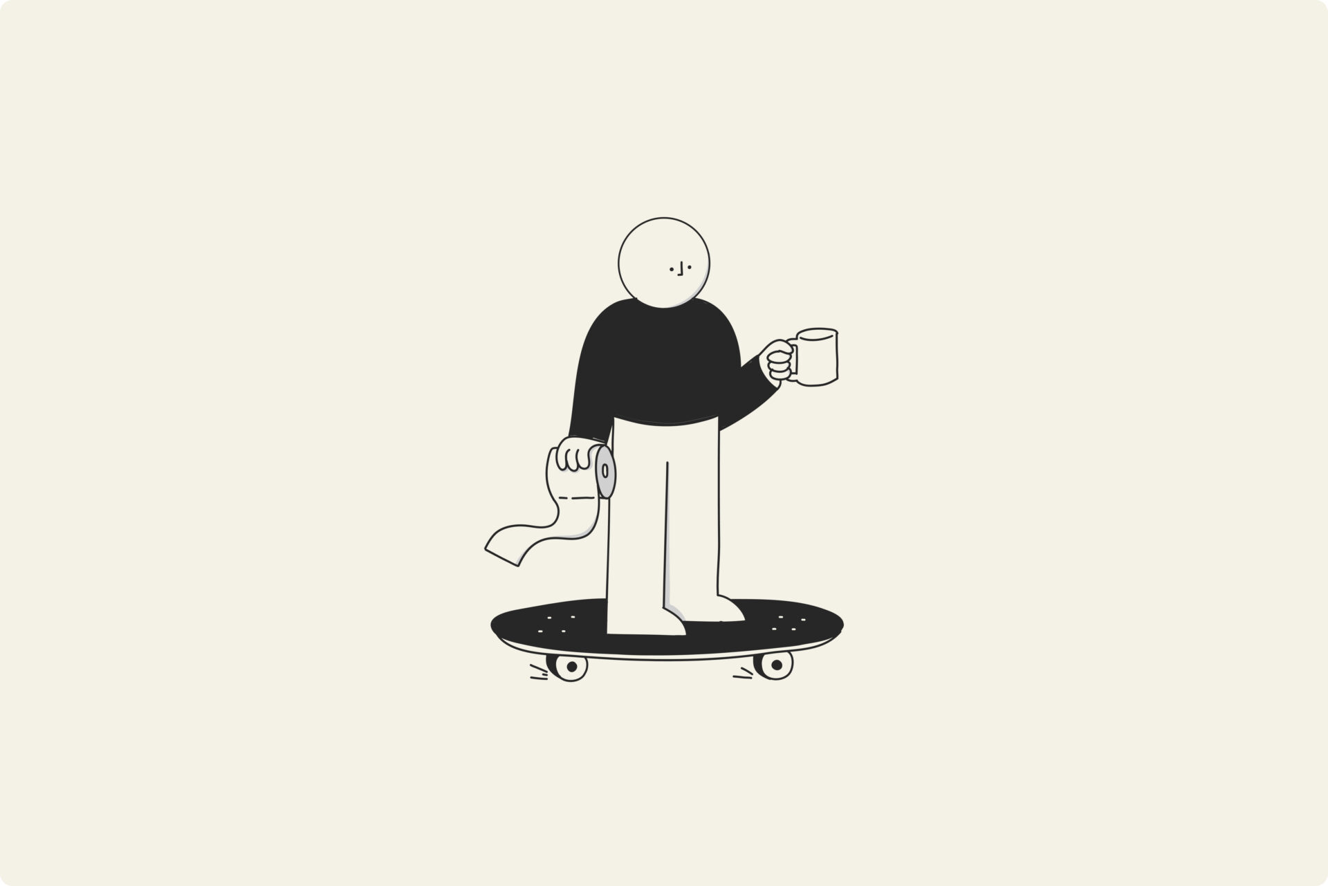 A man on a skateboard with a toilet paper roll and a cup for Air Landline