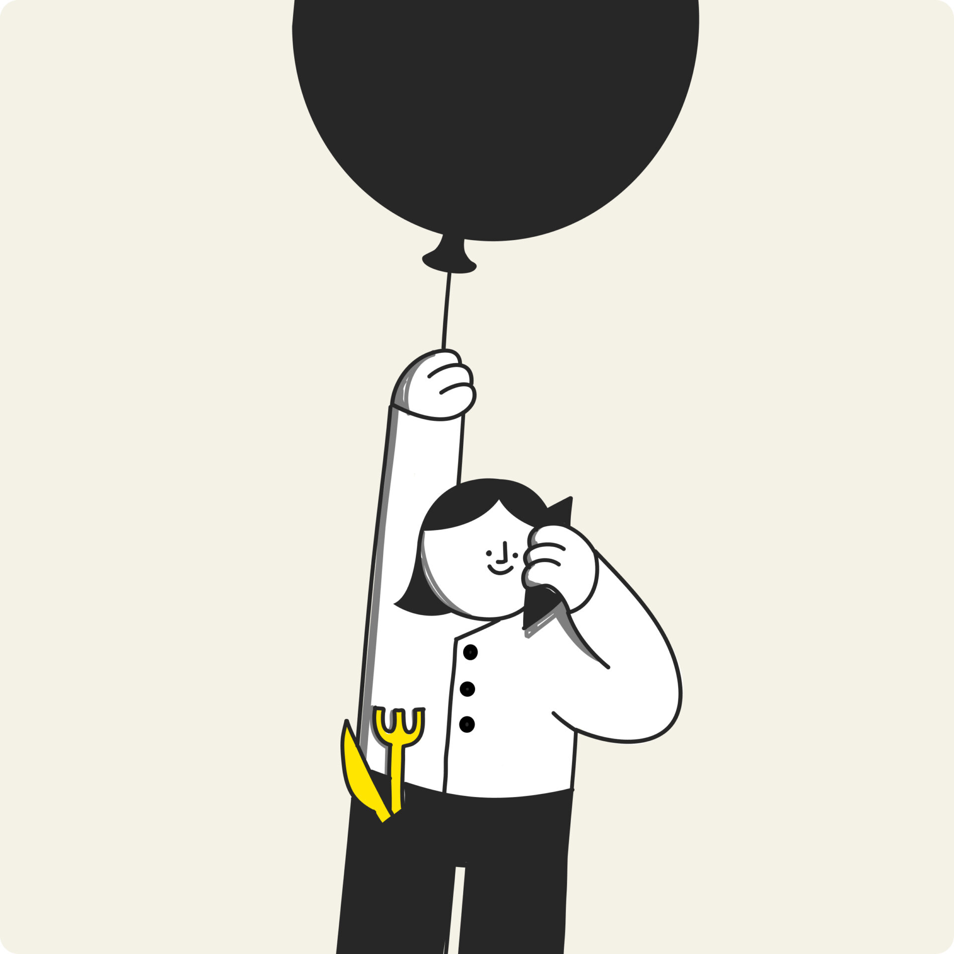 A illustration of a woman holding a balloon