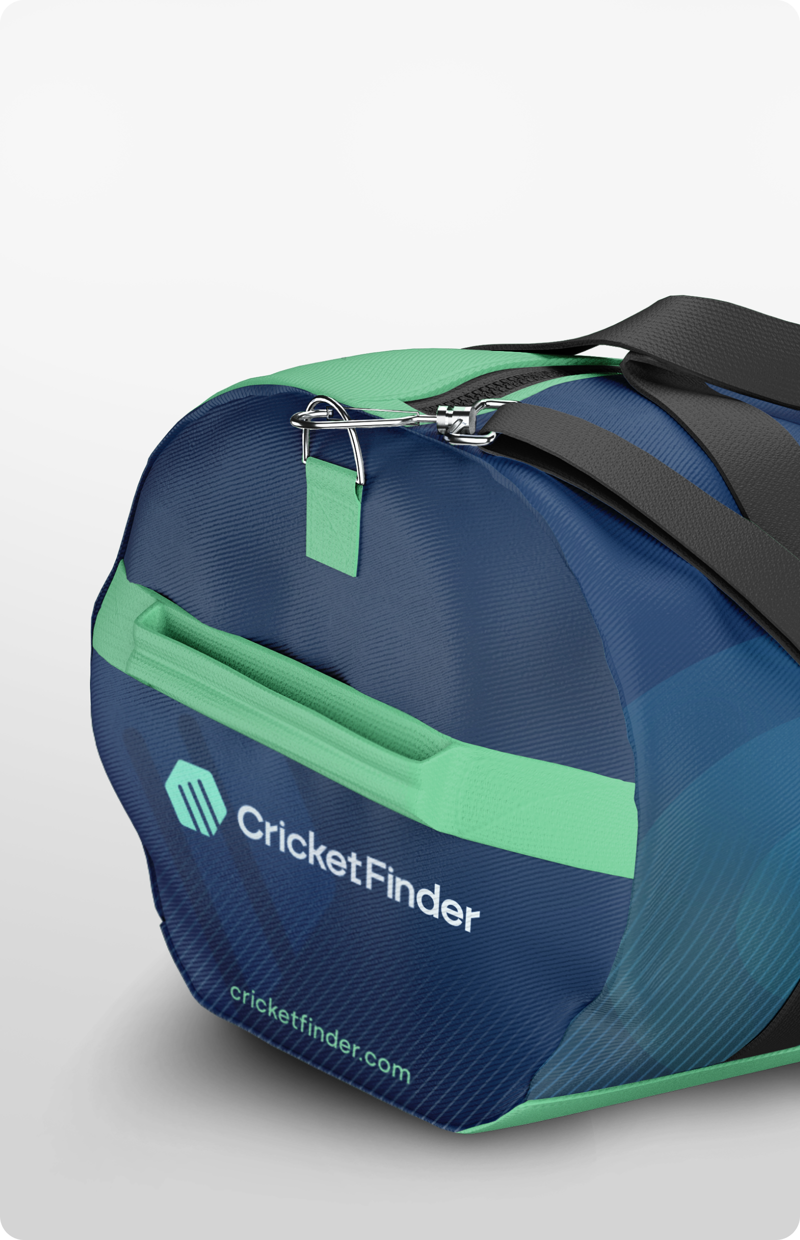 Cricket Finders blue and green duffel bag