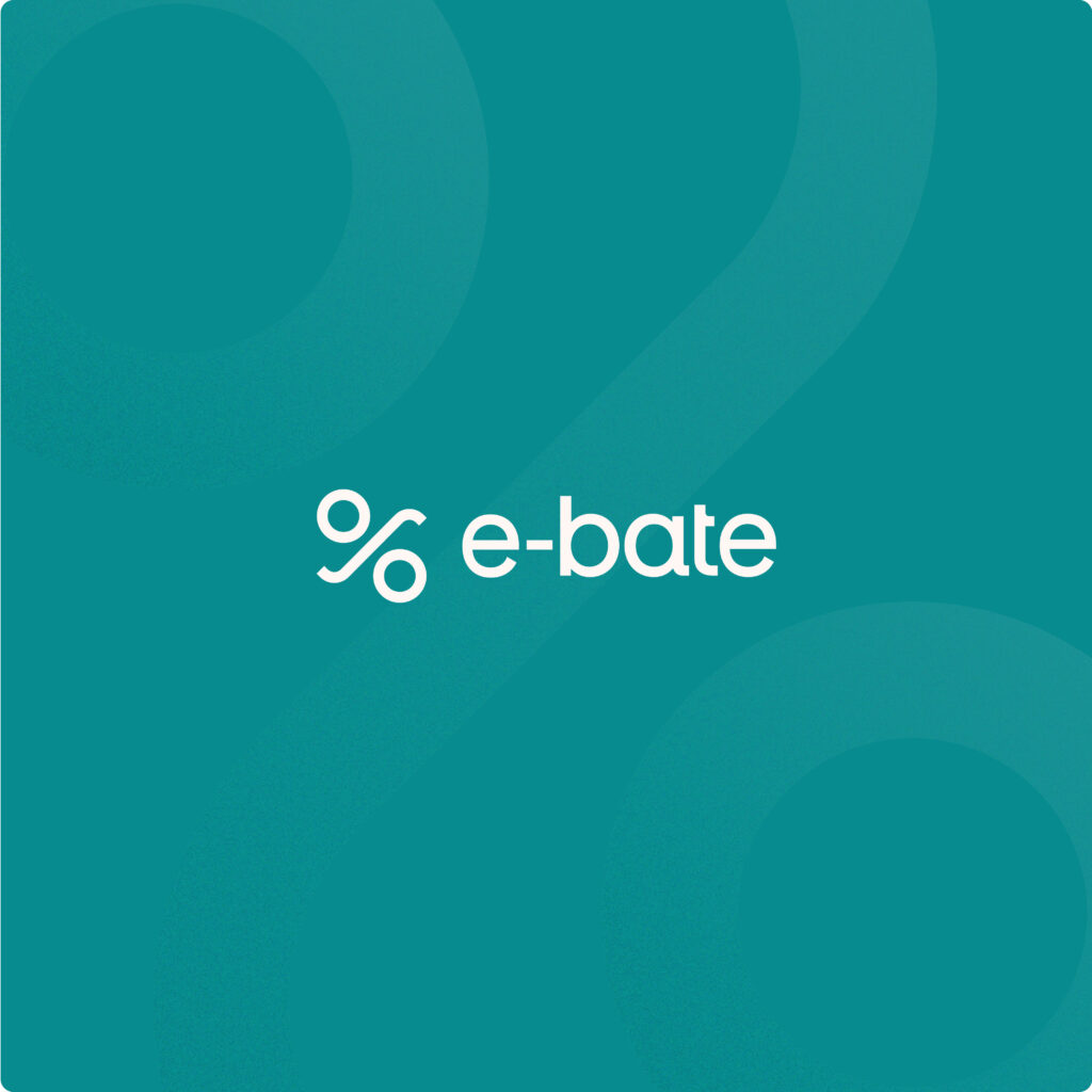 Ebate logo on a blue background