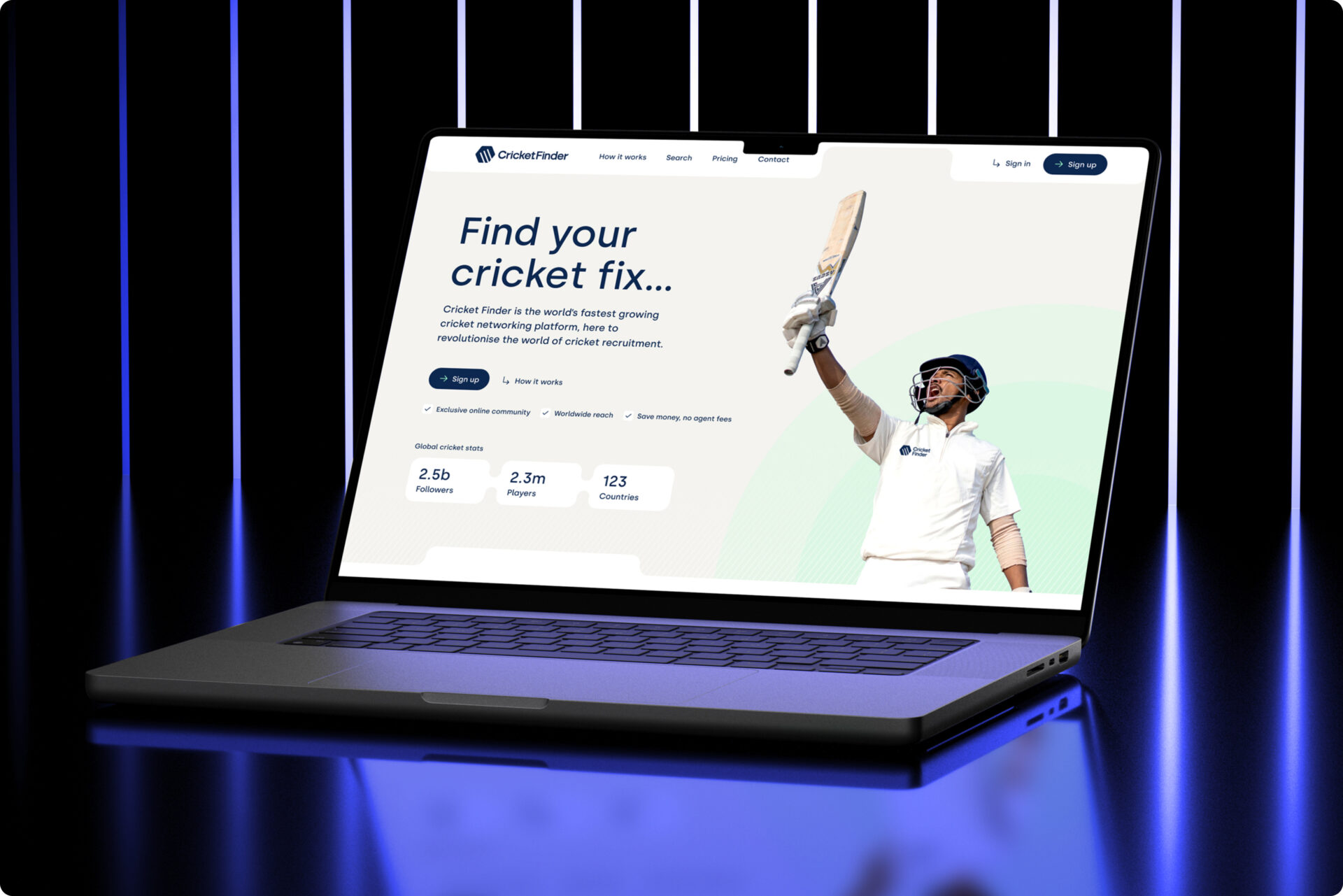 A laptop with a man holding a bat